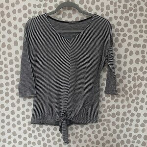 Black and White Striped Long Sleeve Top